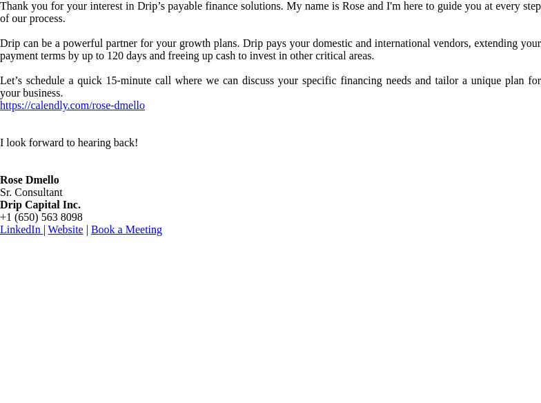 Interest in Drip Capital's Financing Solutions