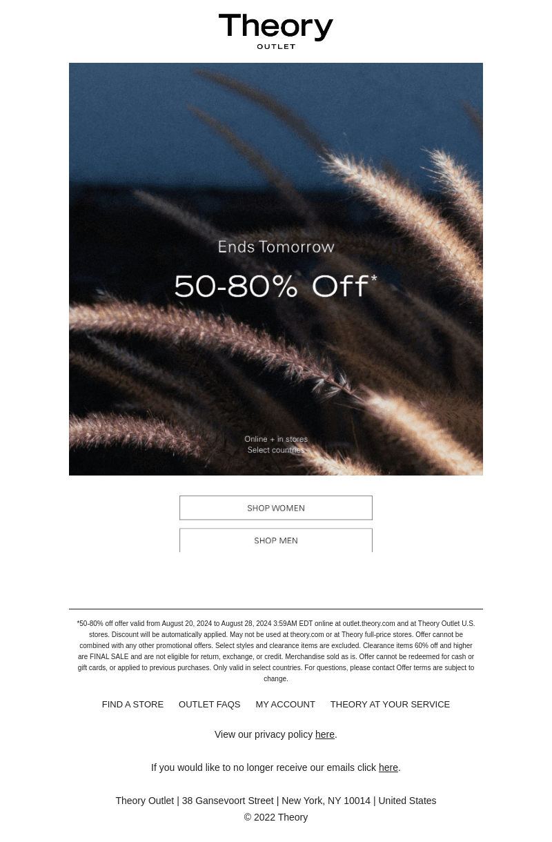 Up to 80% off Ends Tomorrow