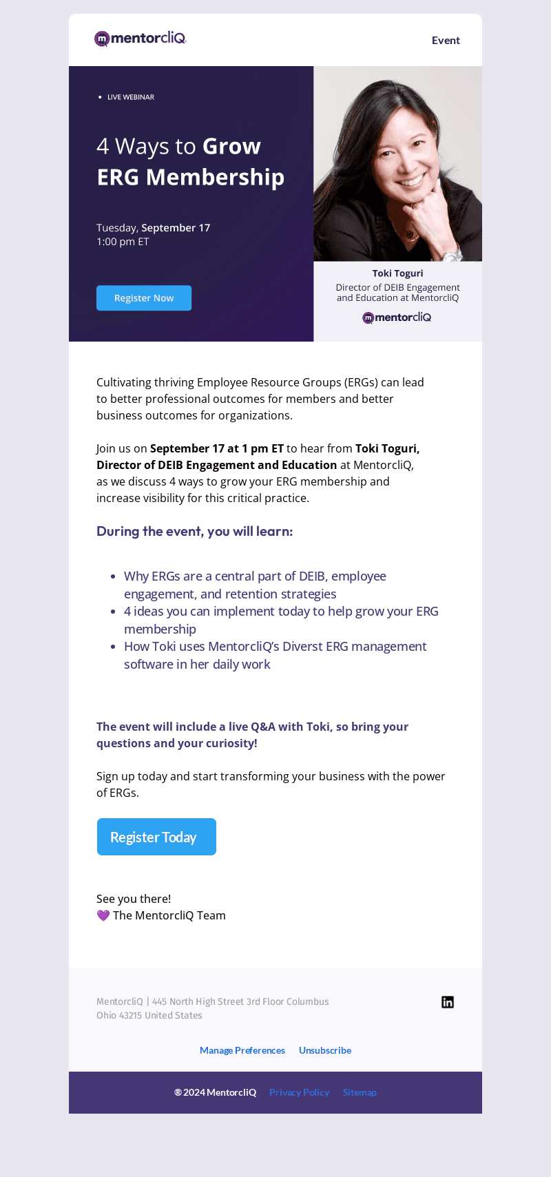 MentorcliQ email from Tue, Aug 27, 2024