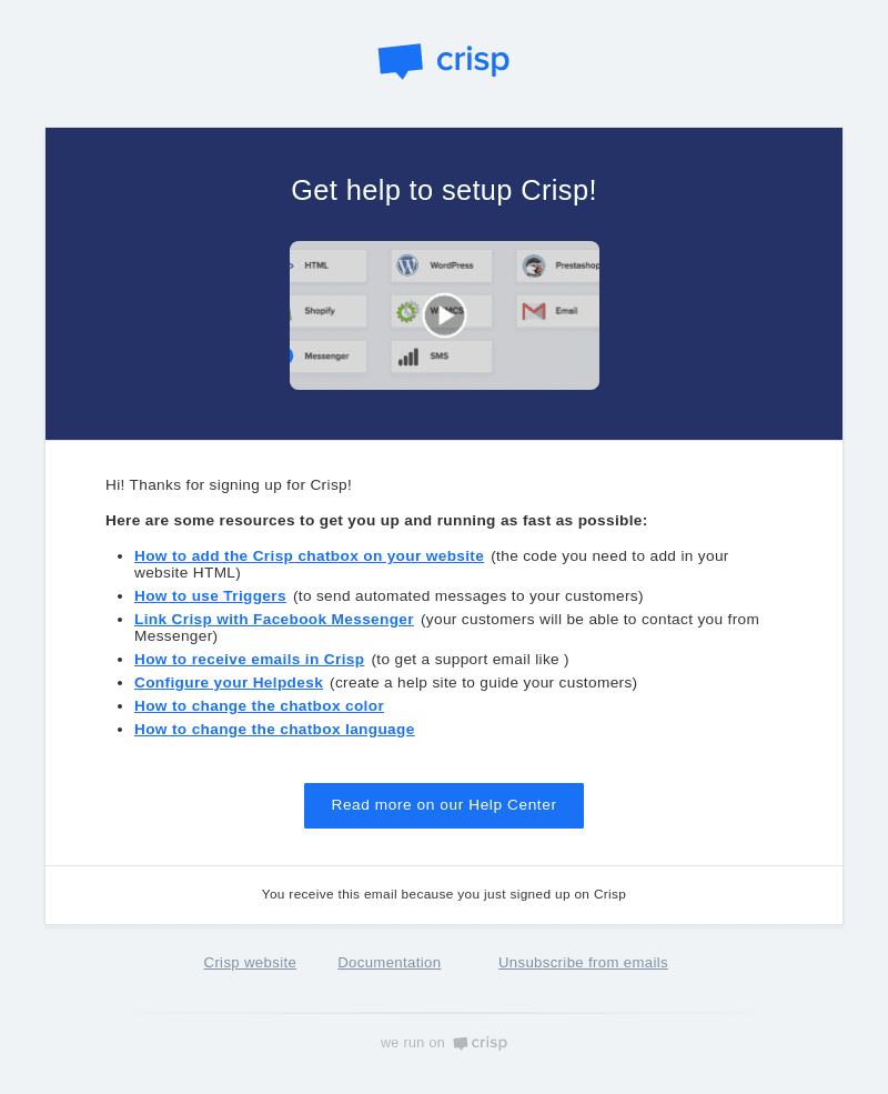 It's time to configure your Crisp!