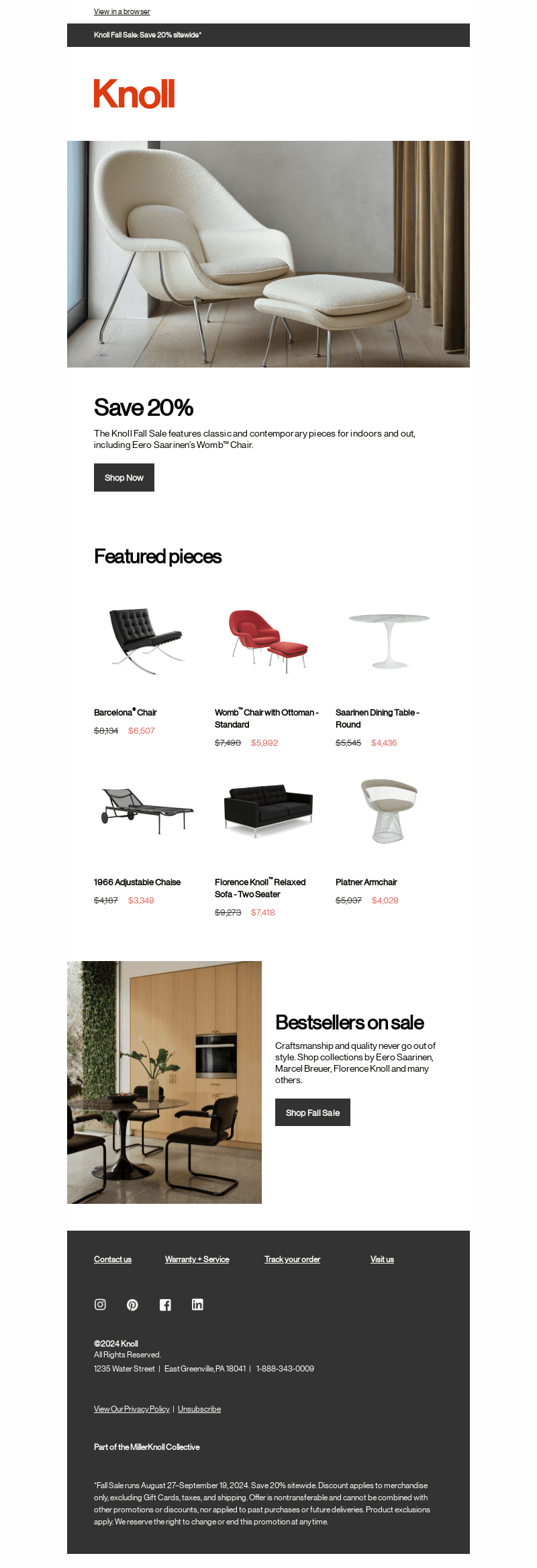 Knoll Fall Sale starts now