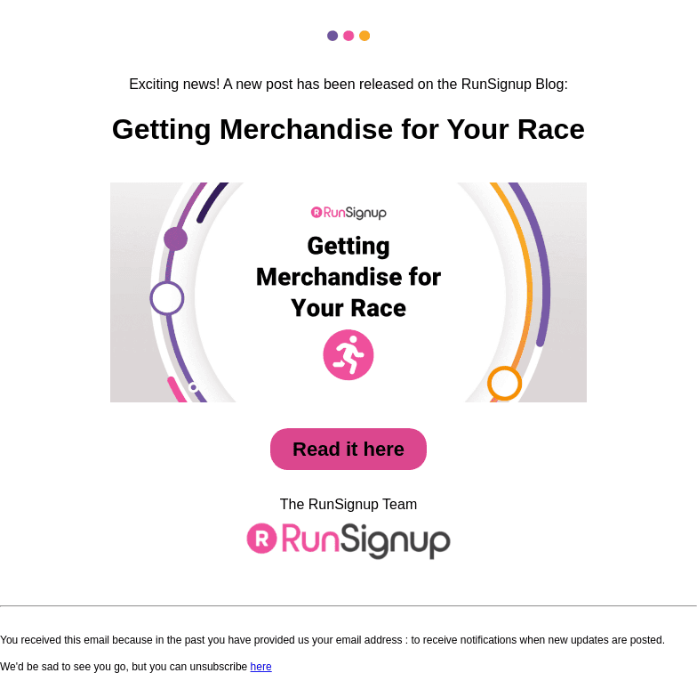 New Post! - Getting Merchandise for Your Race