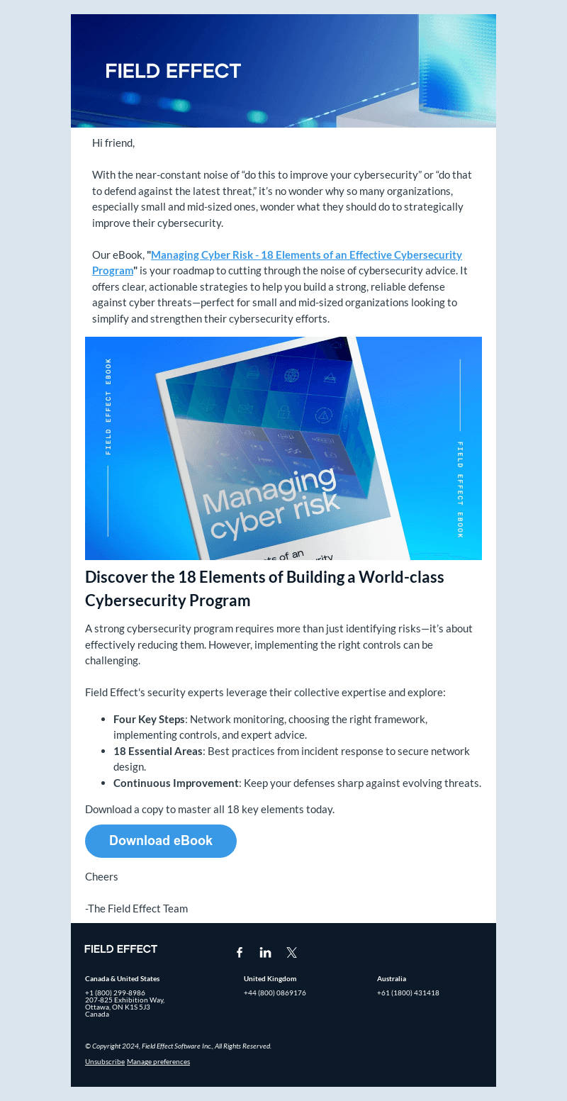 New eBook: Managing Cyber Risk - 18 Key Elements for Success