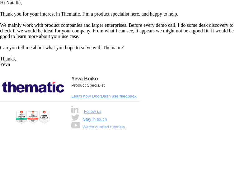 Your request to try Thematic
