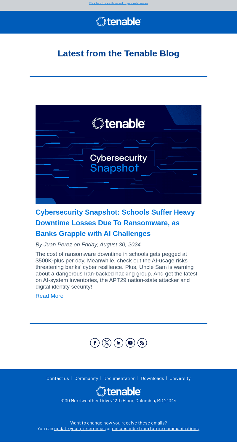 Latest from the Tenable Blog - Aug 30, 2024