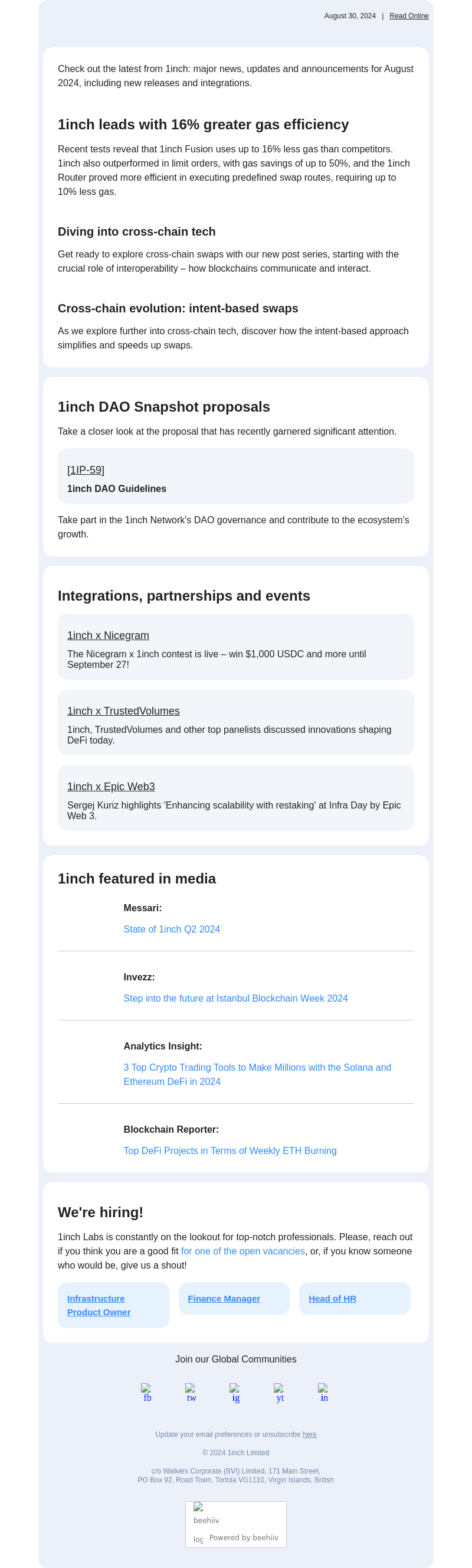 📊 1inch August recap