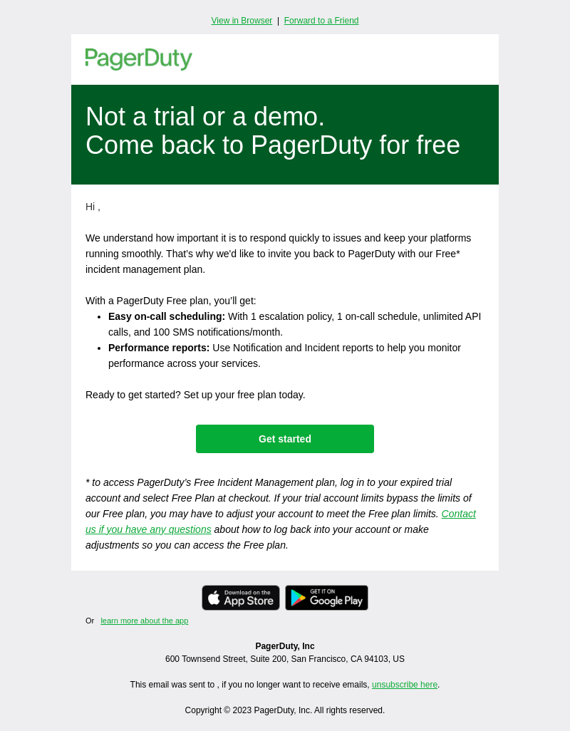 Get free access to PagerDuty