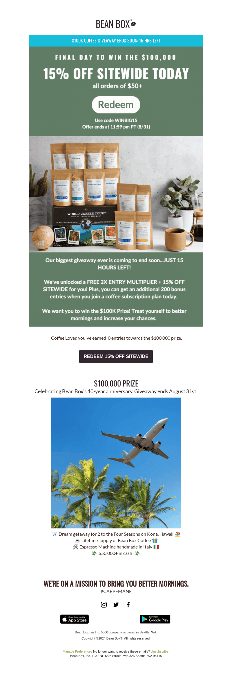 BeanBox email from Sat, Aug 31, 2024