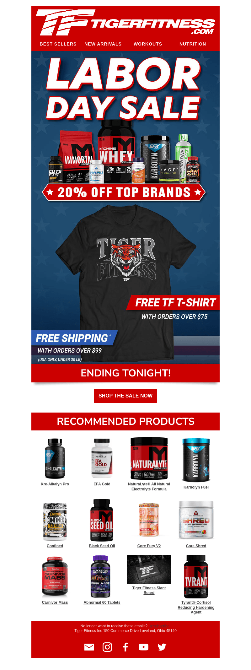Tiger Fitness email from Tue, Sep 3, 2024