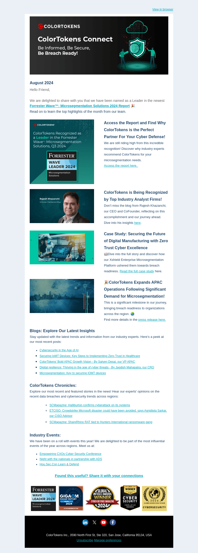 ColorTokens email from Wed, Sep 4, 2024