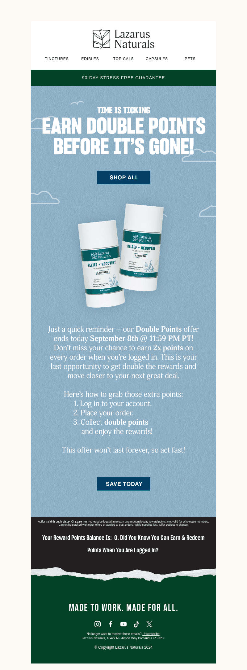 ⏳Hurry, Double Points Ends Tonight ⏳