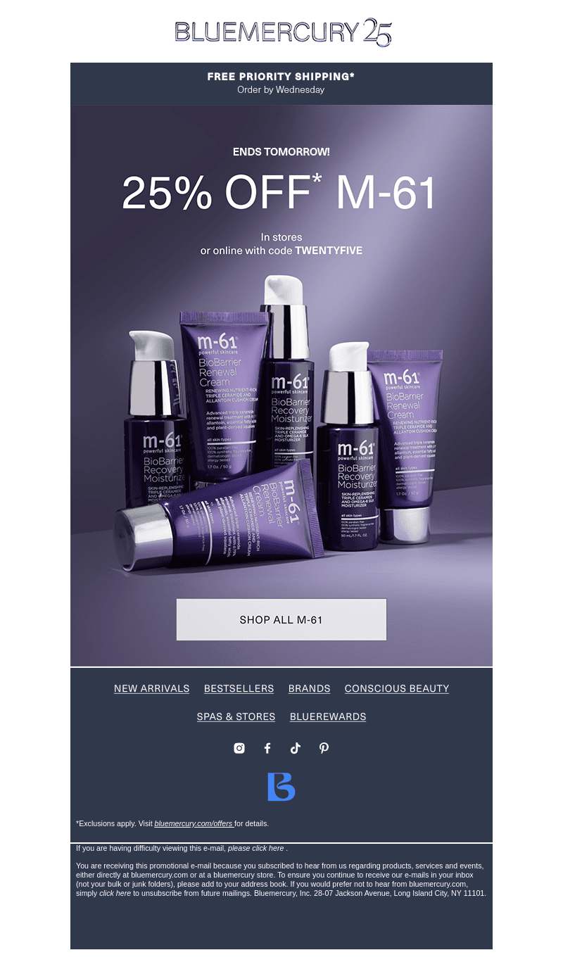 Don't delay—25% off M-61 ends tomorrow