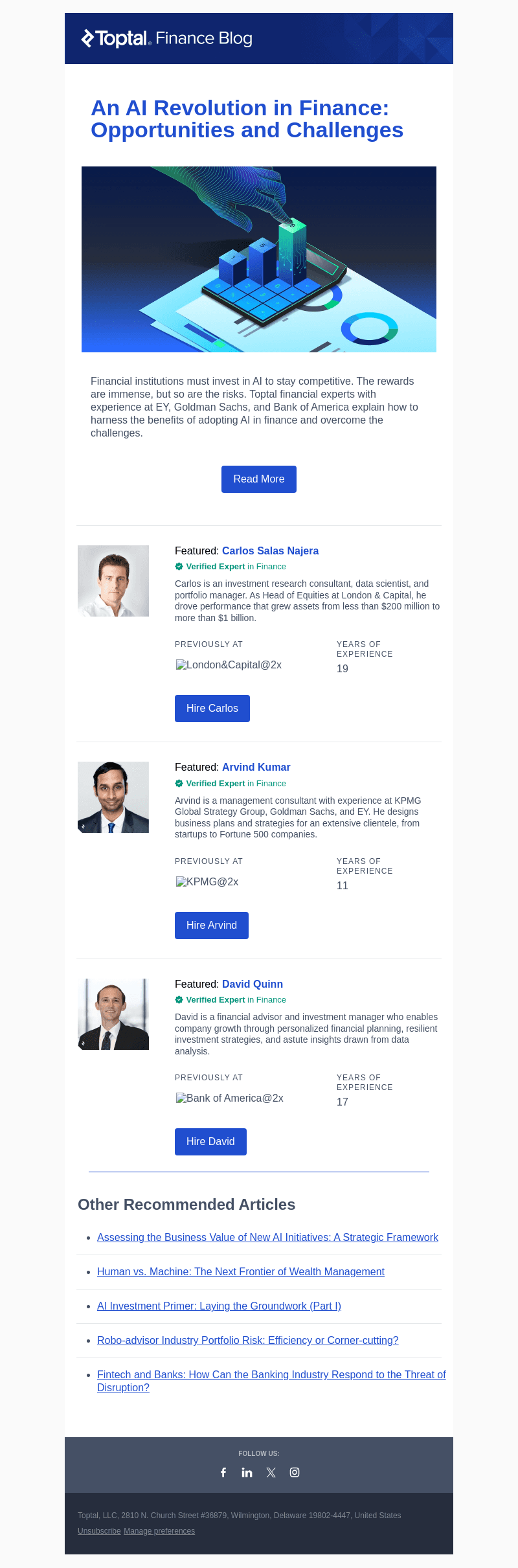 Toptal email from Tue, Sep 10, 2024
