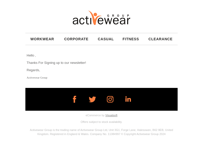 Activewear Group email from Thu, Sep 12, 2024