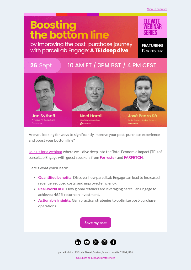 parcelLab Inc. email from Thu, Sep 12, 2024