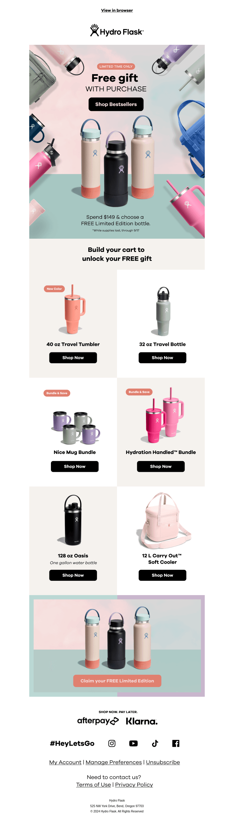 FREE Limited Edition bottle when you spend $149