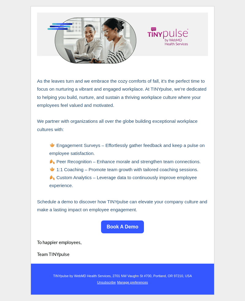 TINYpulse email from Thu, Sep 12, 2024