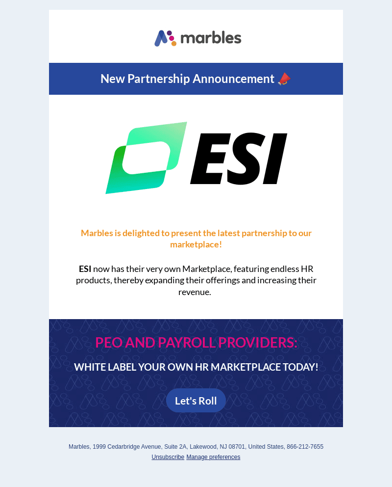 New Partnership! Marbles + ESI