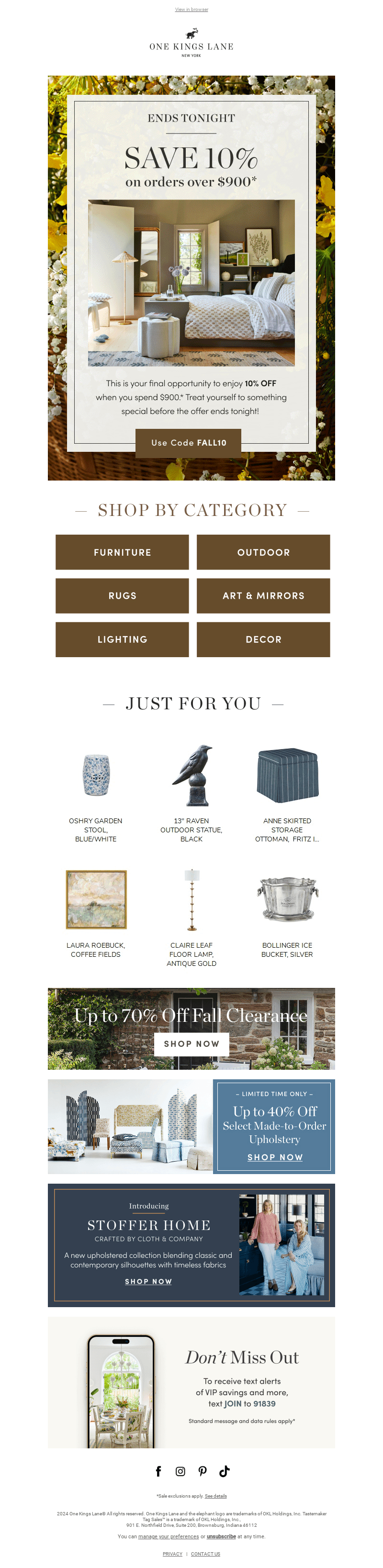 Ends Tonight! Save 10% when you spend $900*