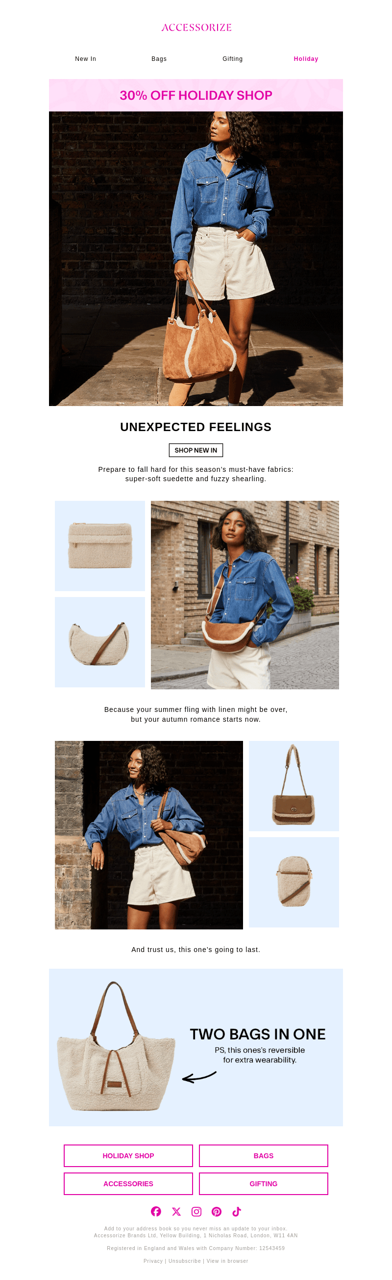 Inside: super-soft suedette and shearling bags 🧸