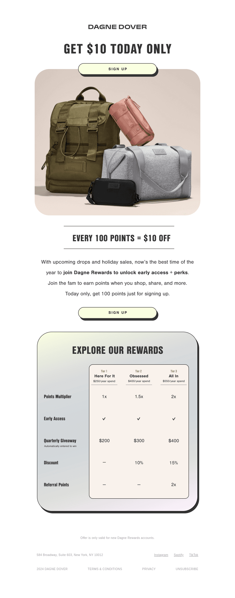 Get $10 for joining Dagne Rewards.