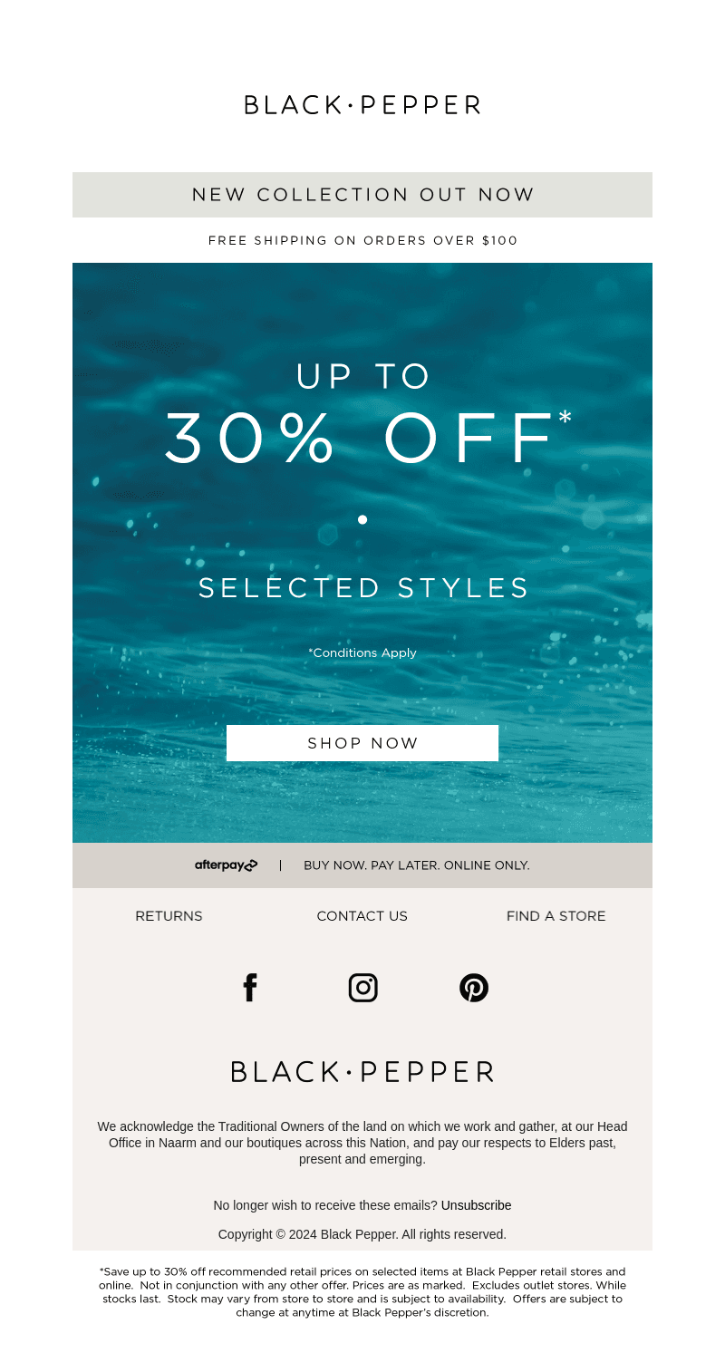 Up to 30% off* selected styles!