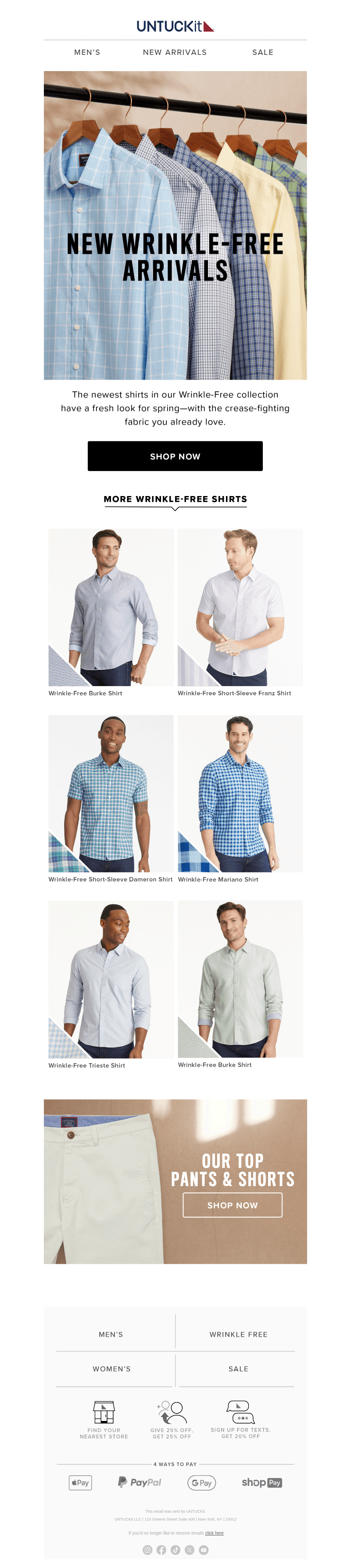 New Wrinkle-Free Shirts