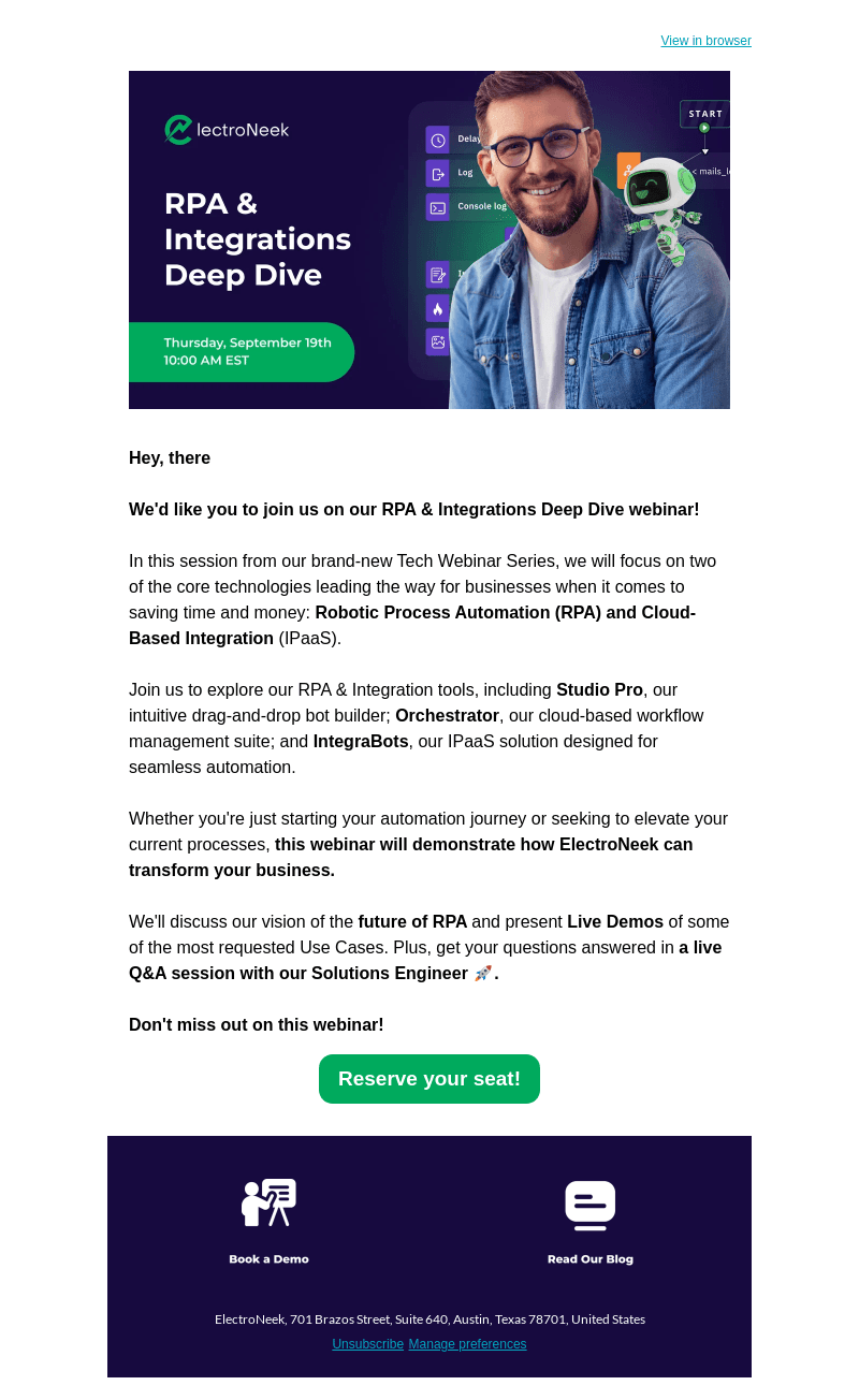 🚀 Join ElectroNeek on our RPA & Integrations Deep Dive webinar