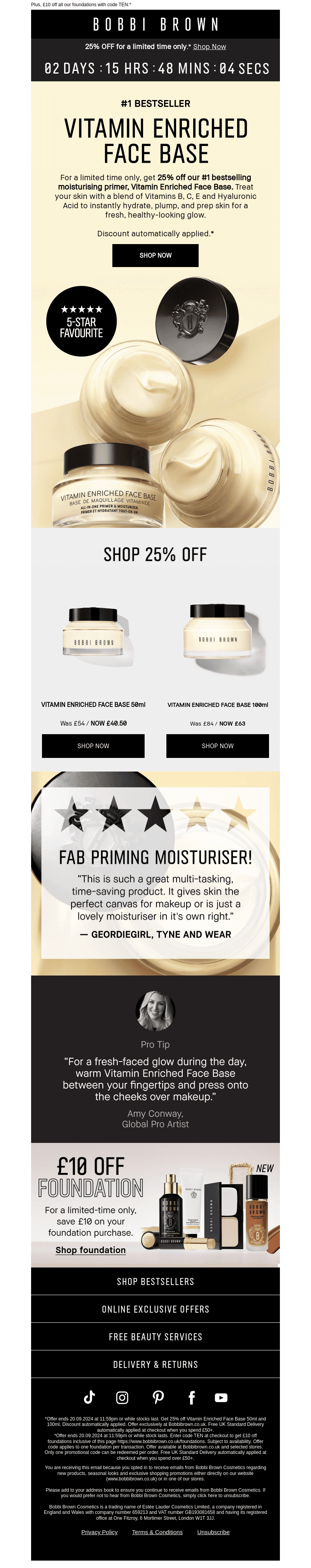 25% off Vitamin Enriched Face Base ⏳