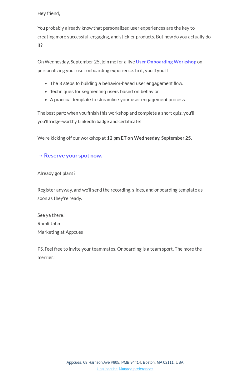 Appcues email from Wed, Sep 18, 2024
