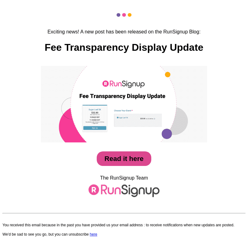 New Post! - Fee Transparency Display Update
