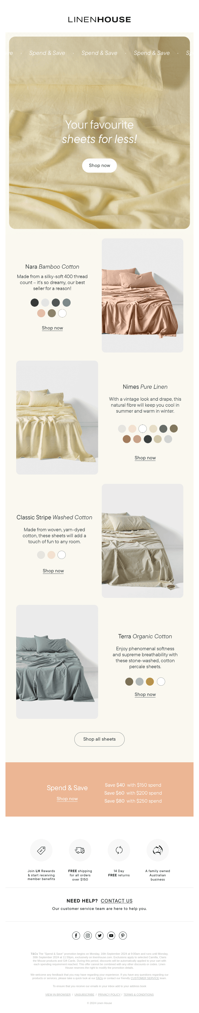Spend & Save on fresh sheets