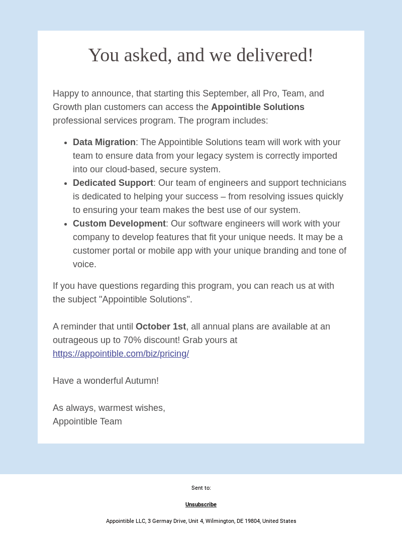 Appointible email from Fri, Sep 20, 2024