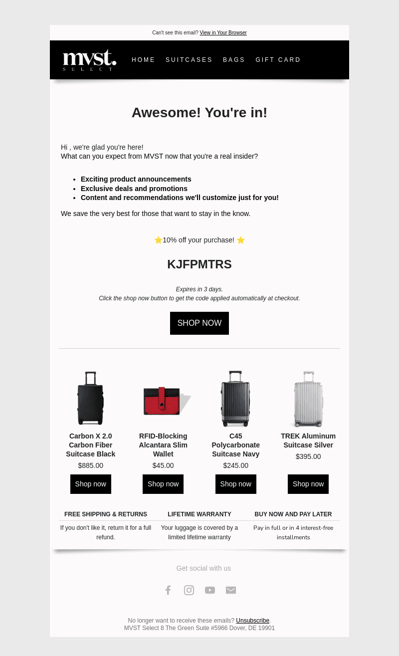 ⭐ Welcome! Here's 10% off your first order. ⭐