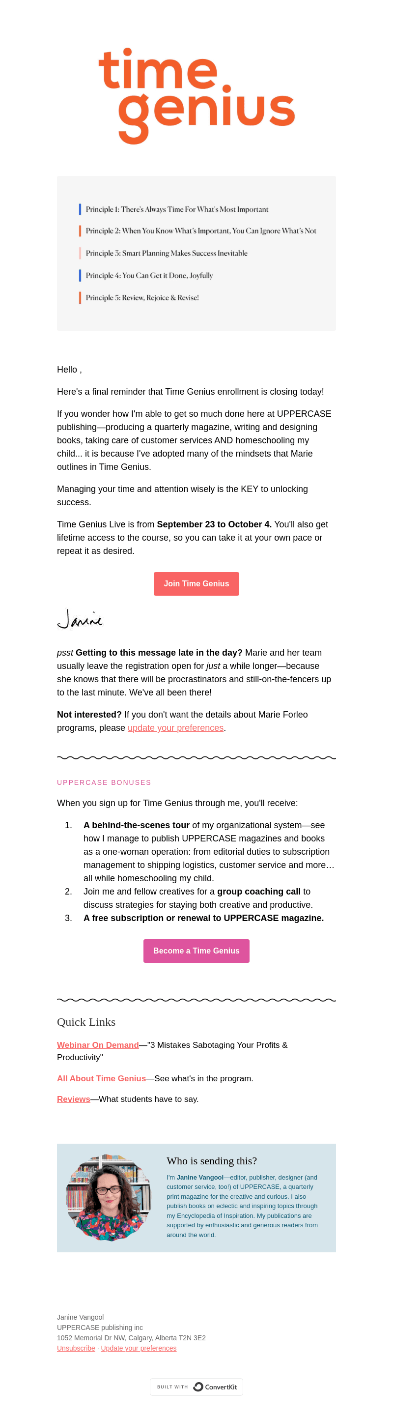 Time Genius is closing today! ⏰