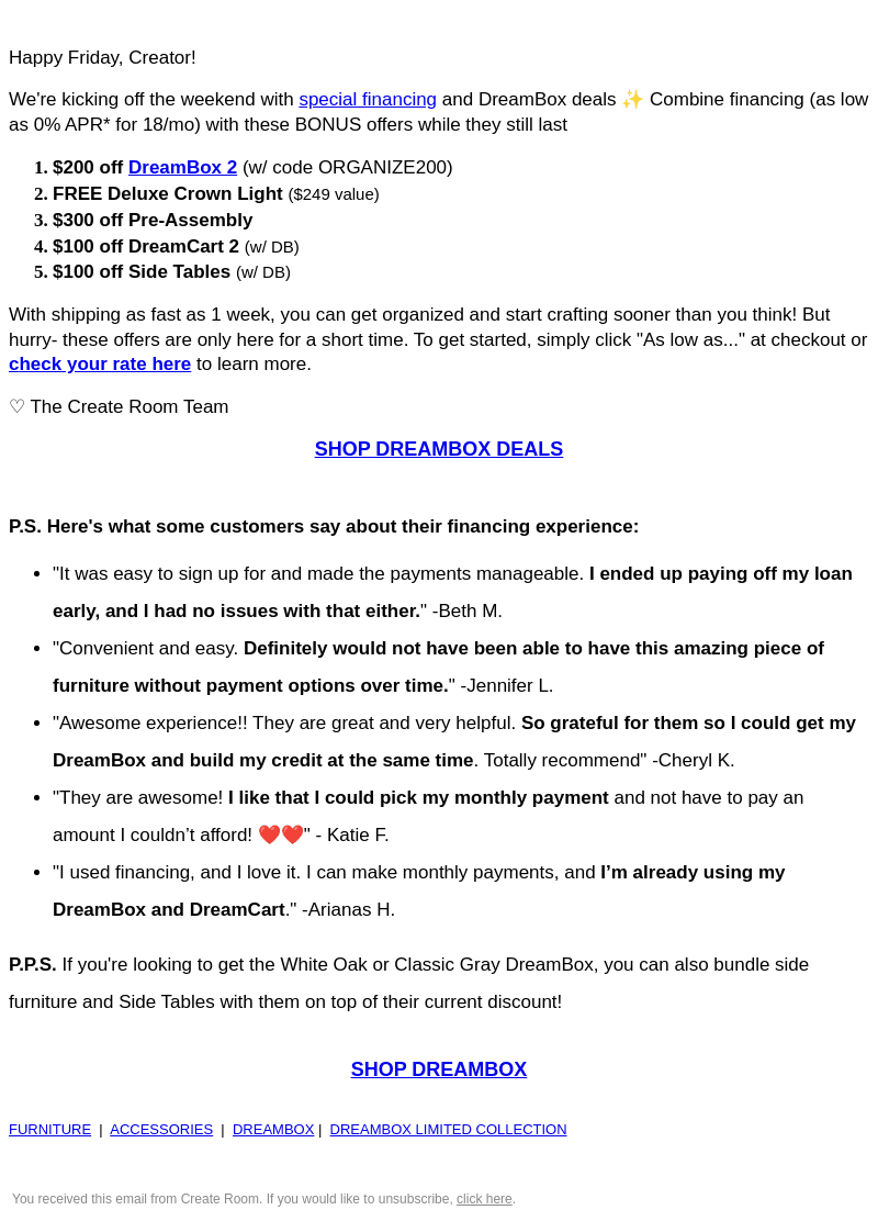 TGIF: Special Financing Deal 🕺✨