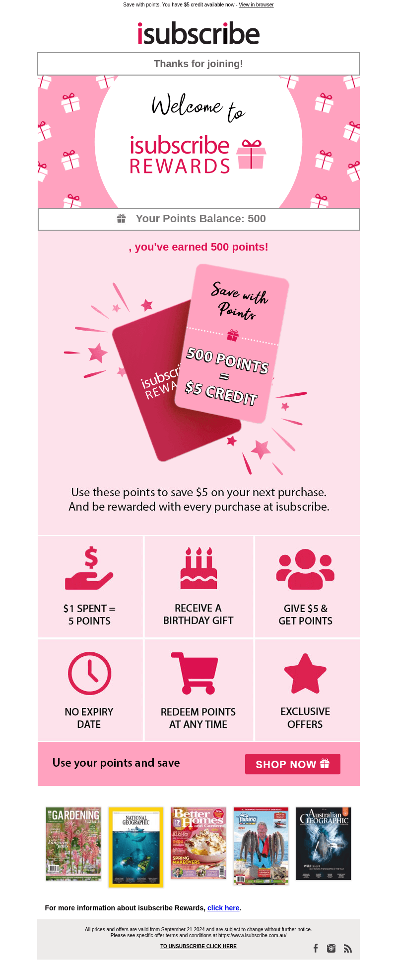 Welcome to isubscribe Rewards