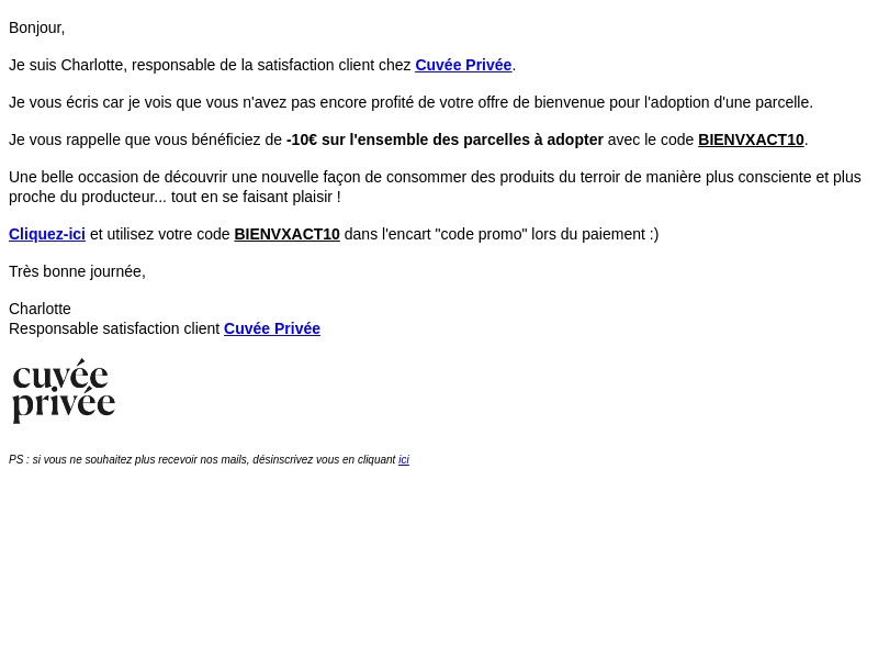 Re : -10€ sur l'adoption d'une parcelle...