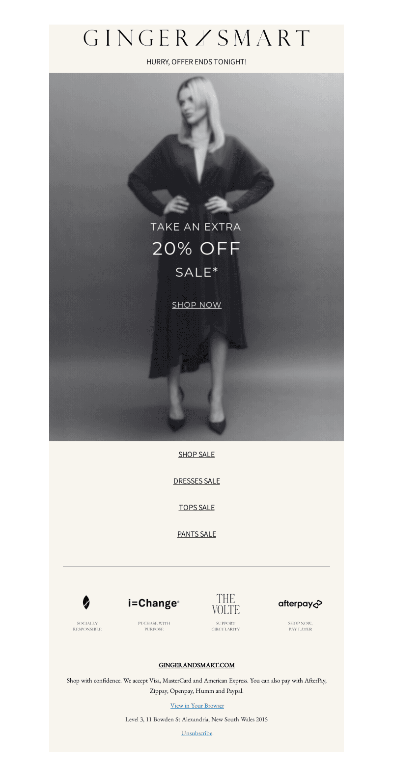 EXTRA 20% OFF SALE | FINAL HOURS