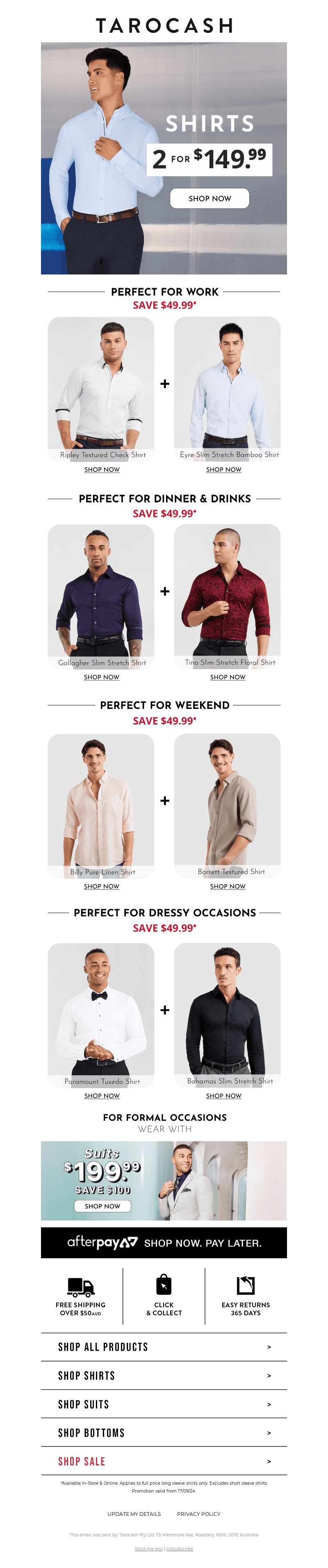 2 Shirts For $149.99*