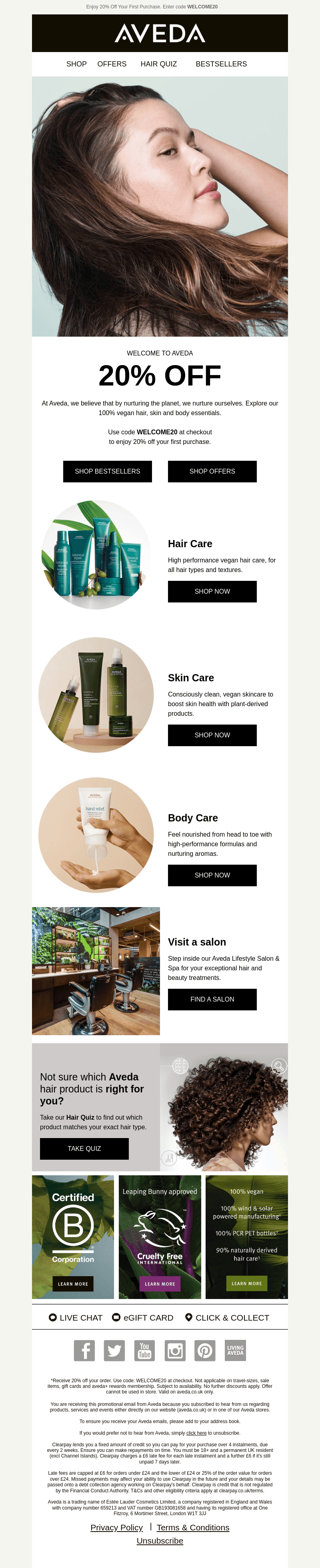 Welcome to Aveda, friend!