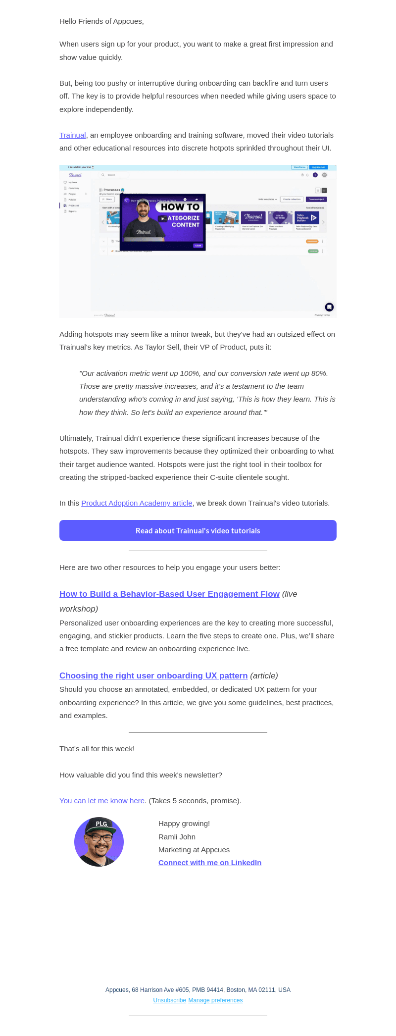 Appcues email from Sun, Sep 22, 2024