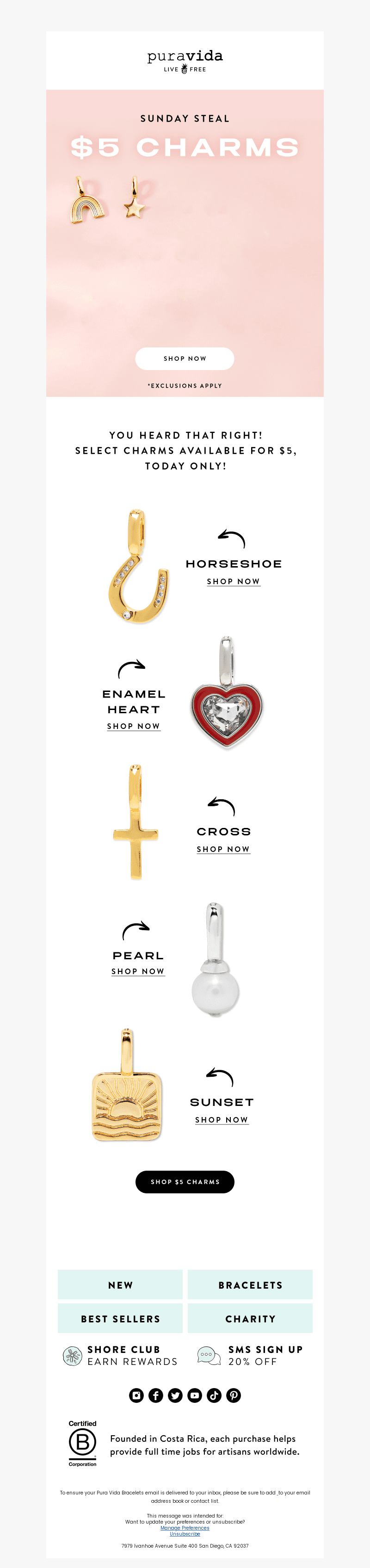 SUNDAY STEAL! $5 Charms