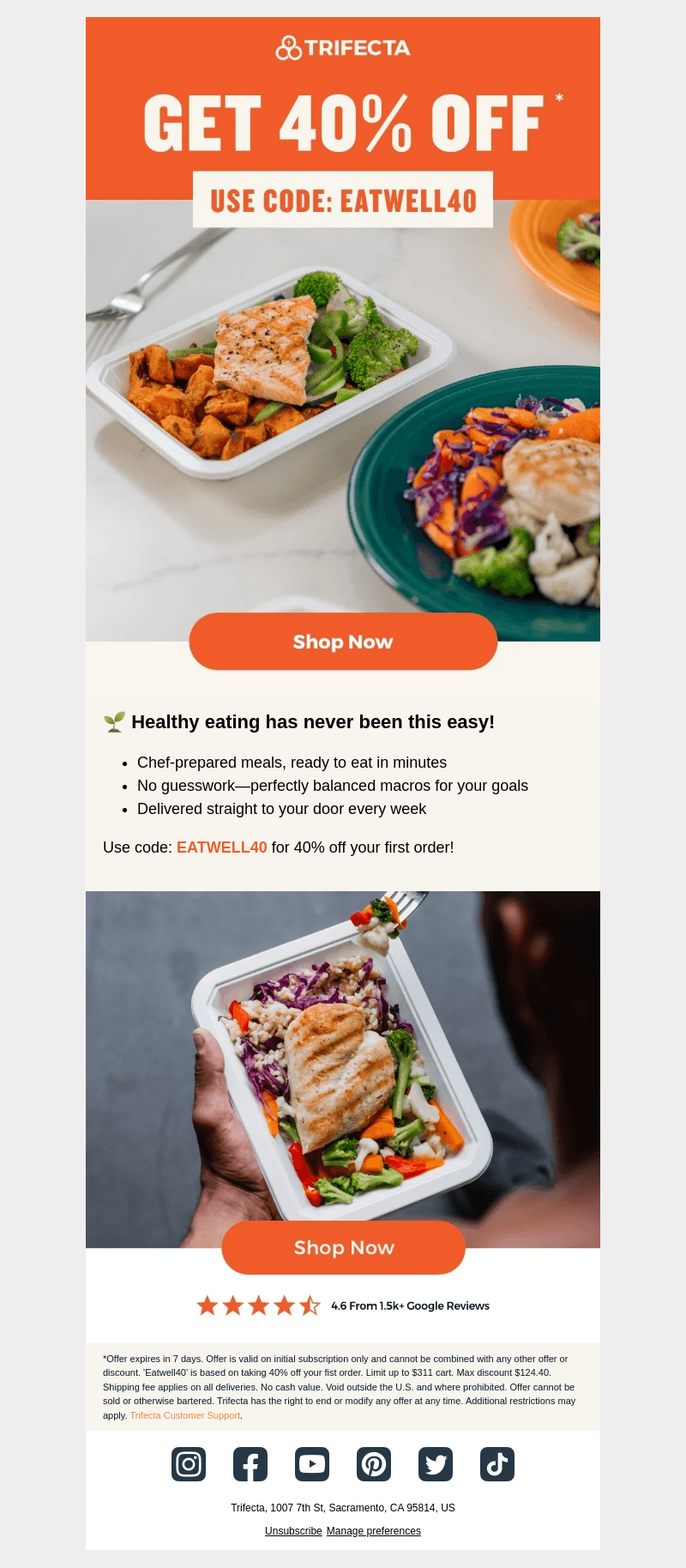 Healthy + Easy: 40% off meals! ✅