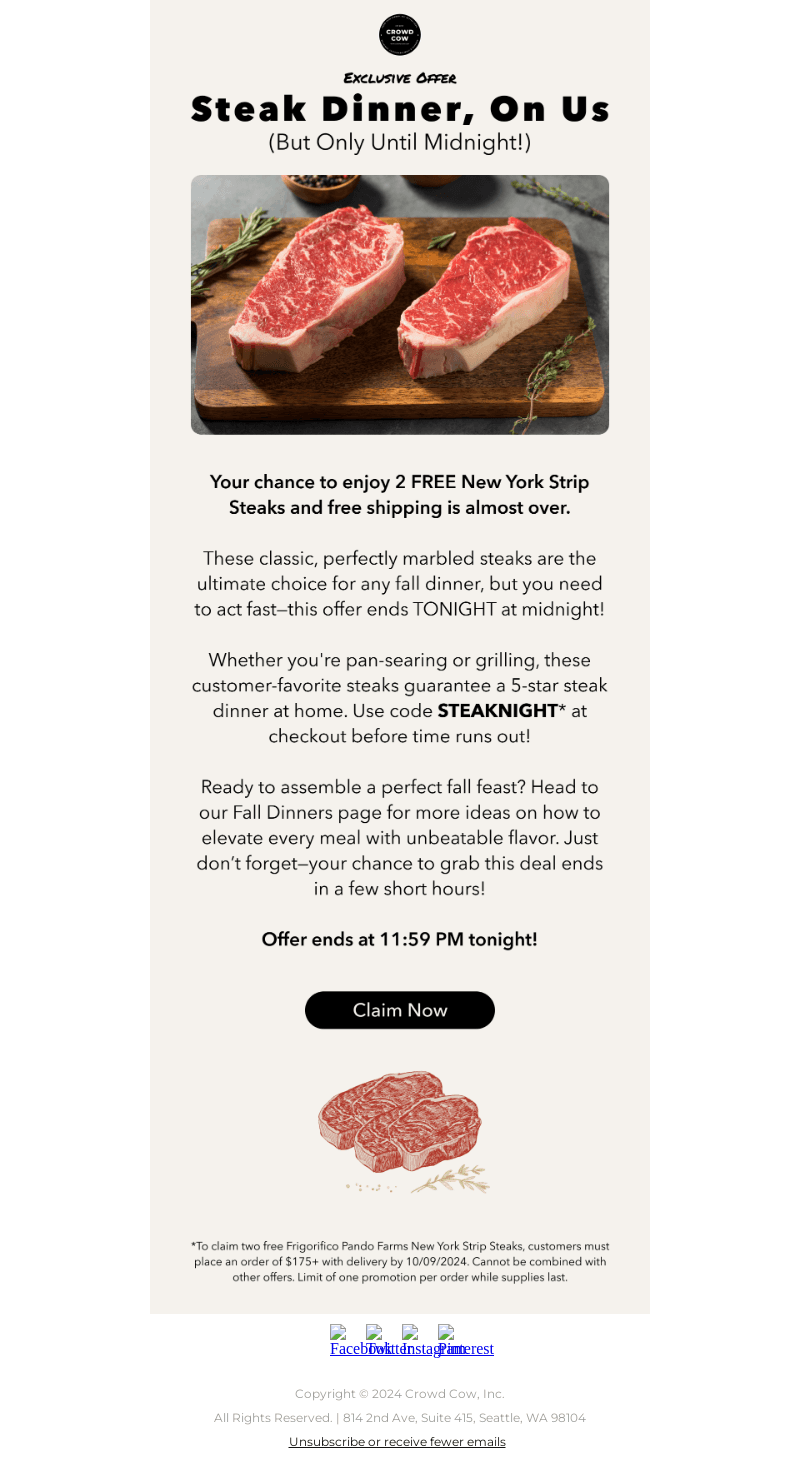 Claim Your Free Steaks Before Midnight ⏳🥩
