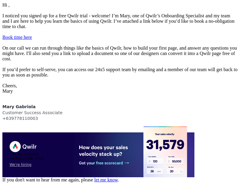 Qwilr Trial Onboarding