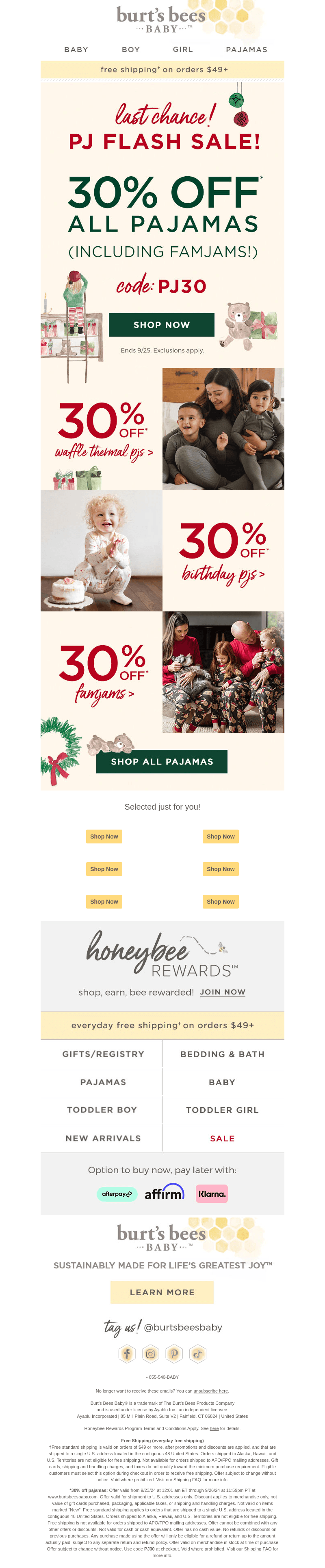 Ends tonight! 30% off ALL PJs!