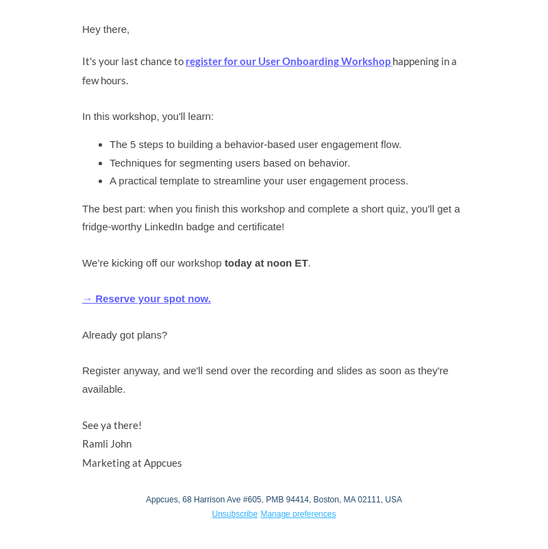 Appcues email from Wed, Sep 25, 2024