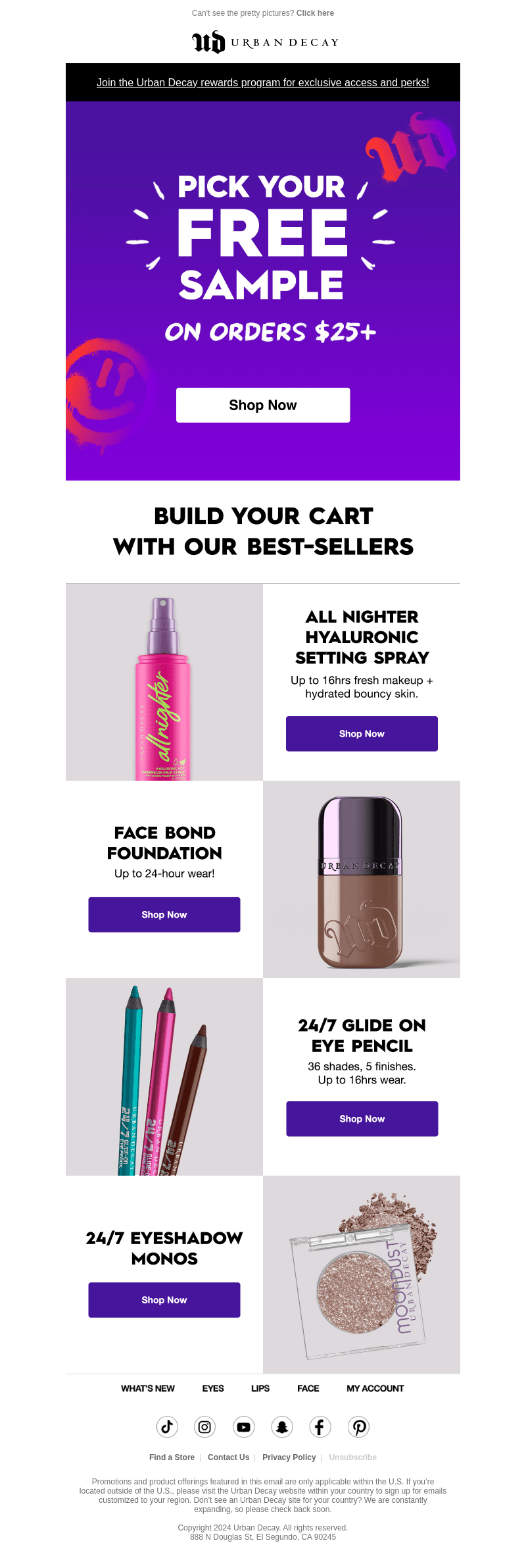 FREE sample with every $25+ purchase!