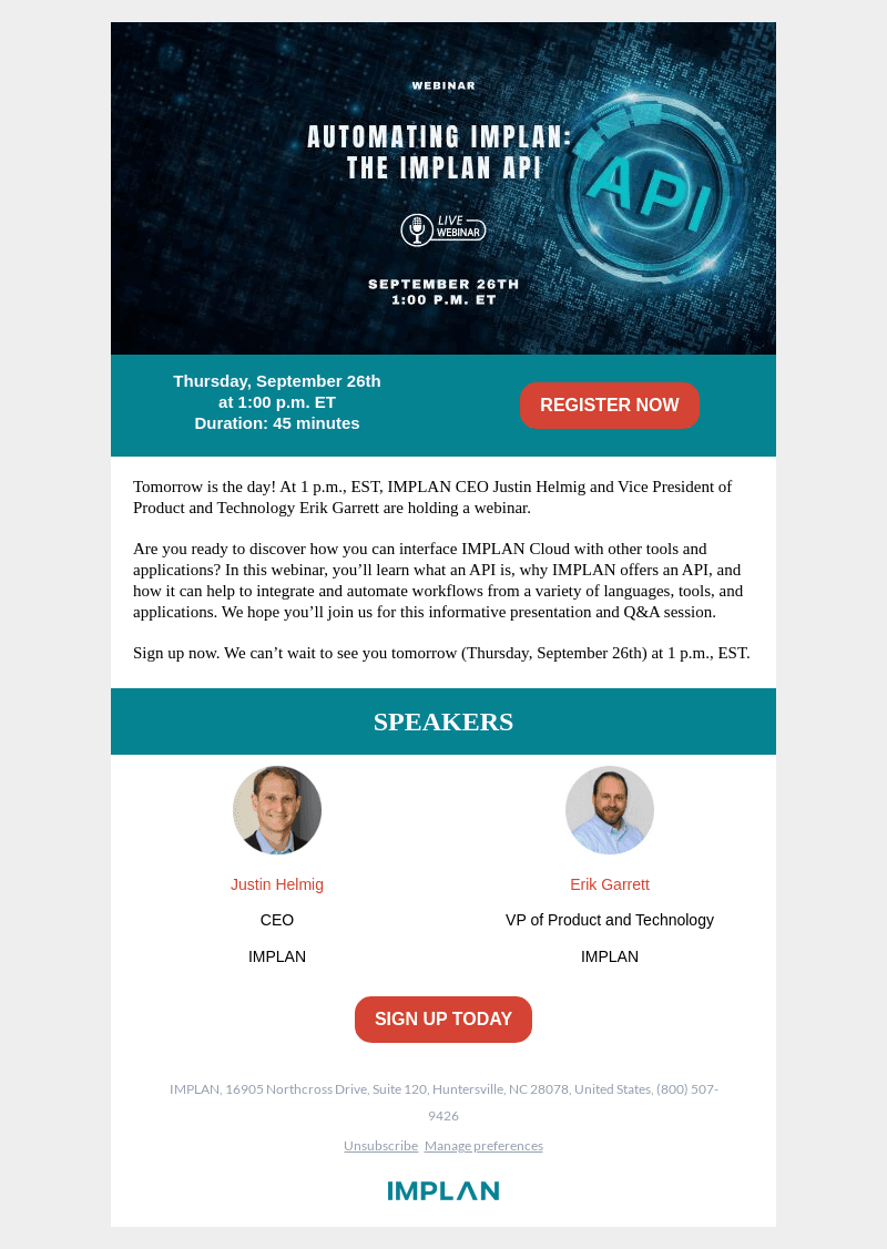 API webinar TOMORROW! Don’t miss this.